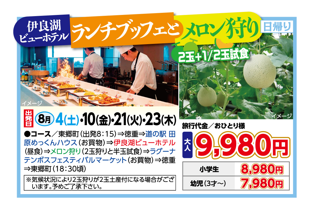 伊良湖ビューホテルランチブッフェとメロン狩り