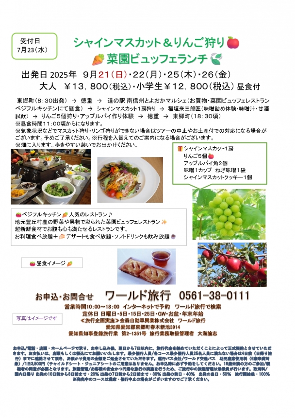 🚌シャインマスカット＆りんご狩り🍎菜園ビュッフェランチ🚌